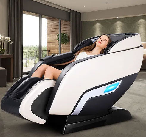 X-Display Eggy SL Track 4D Massage Chair, Black/Beige